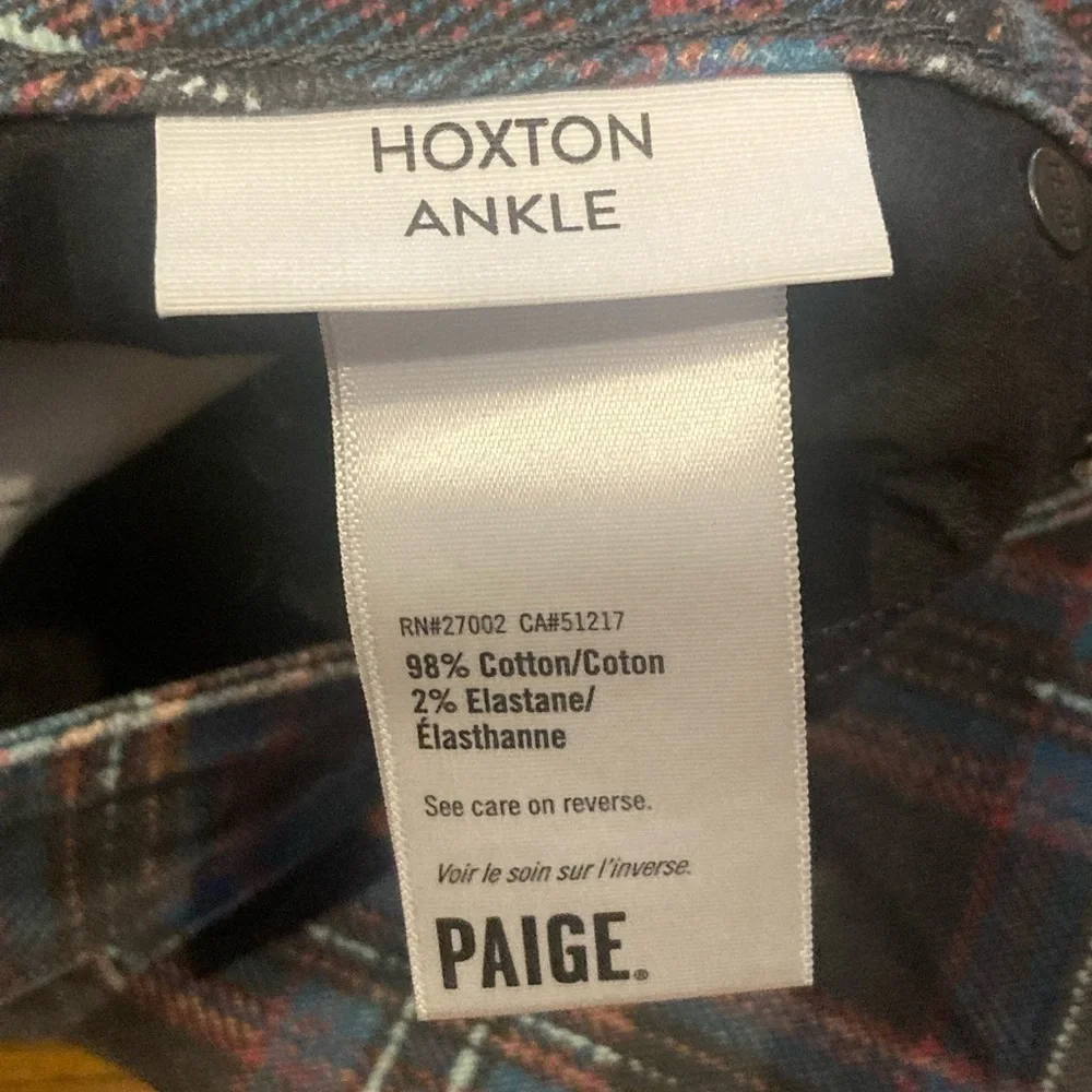 Paige size 25 Hoxton Ankle Black Atlantic Titan plaid jeans